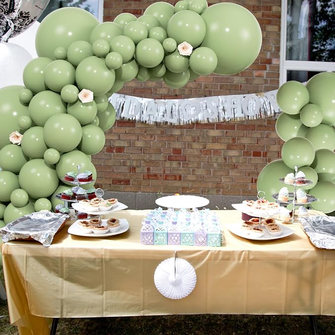 104pcs Sage Green Balloons - 18/12/10/5 Inch Neutral Green Latex Balloons Garland Arch Different Sizes Pack for Boho Wedding, Baby Showers,Bridal Shower, Birthday Party Decor