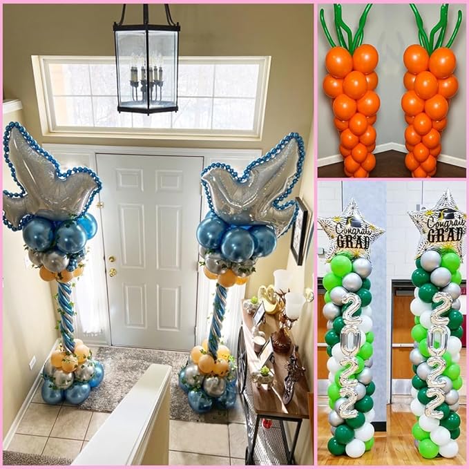 Balloon Column Stand Set of 2, Adjustable 7 Feet Ballon Arch Stands with Bases for Floor, Tall Baloon Tower Pillar Assembly Kit for Halloween, Birthday, Party Decorations