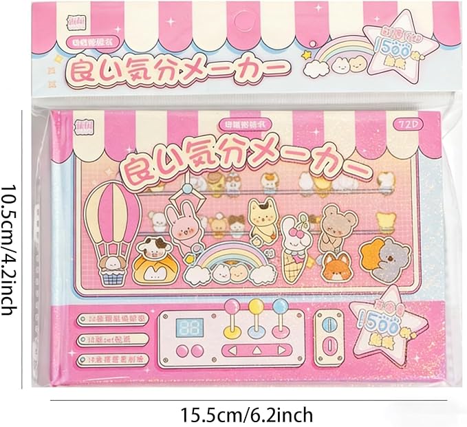 1500+ Mini Cartoon Stickers, Kawaii Stickers, 72 Sheets Japanese Sticker Book, Die-Cut DIY Journal Decoration, Scrapbooking, Planner, Gift