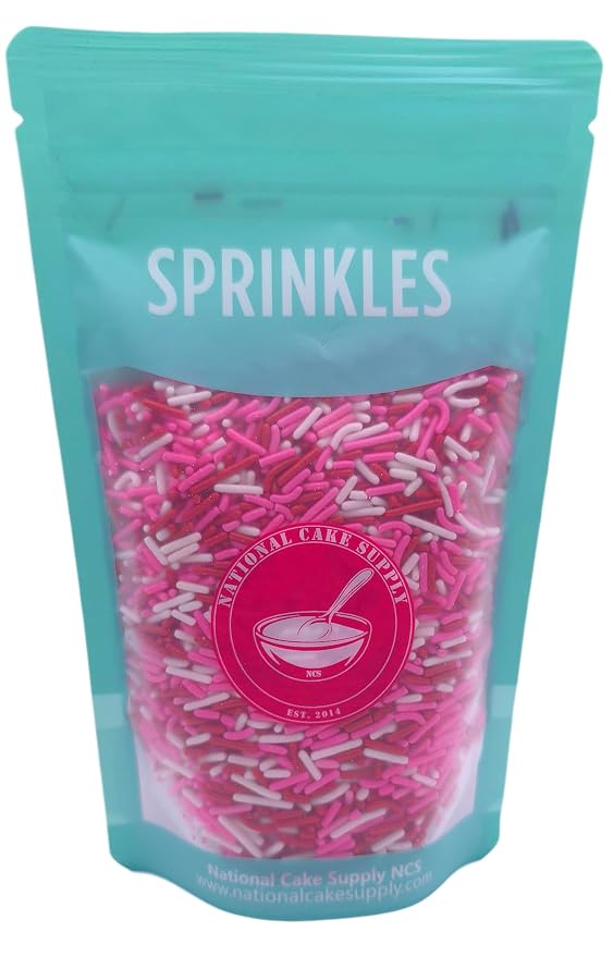 NCS Red, White & Pink Jimmies Edible Sprinkles – Cupcake, Cake & Cookie Decorations, 7 oz