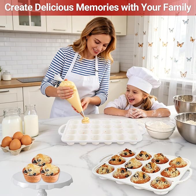 Silicone Muffin Pans for Baking 12 Cup with Metal Reinforced Frame, Nonstick 2Pack Regular Size Homemade Cupcake Pan, BPA Free Food Grade, Easy Release, Dishwasher Oven Freezer Safe for Egg Bite Molds
