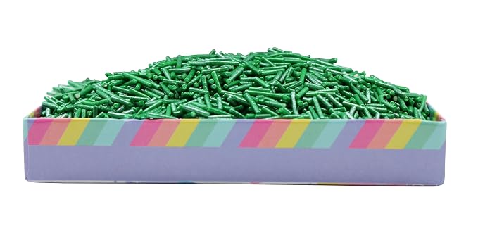 Naturejam Dark Green Sprinkles BULK Jimmies - Edible Cake Cupcakes Dessert & Ice Cream Topping-1 Pound