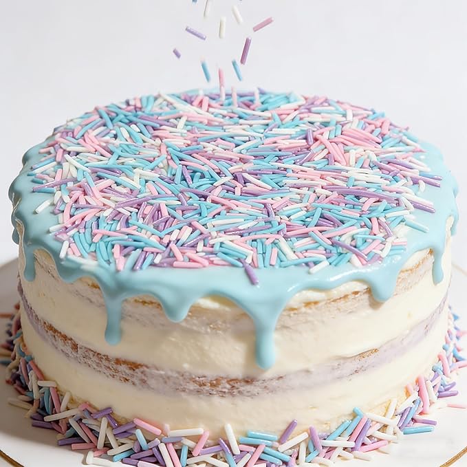 Sentovac Mermaid Jimmies Sprinkles Edible for Cake Decorating Pink Purple Blue White Sprinkles Sugar Candy Cookie Cupcake Topper Ice Cream Baking Decorations Supplies 3.35oz
