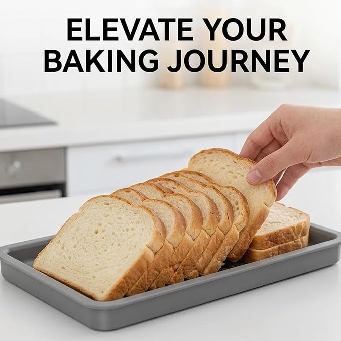 Bread Slicer for Homemade Bread, Adjustable Bread Slicing Guide with Crumb Tray, Foldable Compact Loaf Cutter for Even Slices, Ideal for Sourdough, Bagels, and Cakes, Space-Saving Design