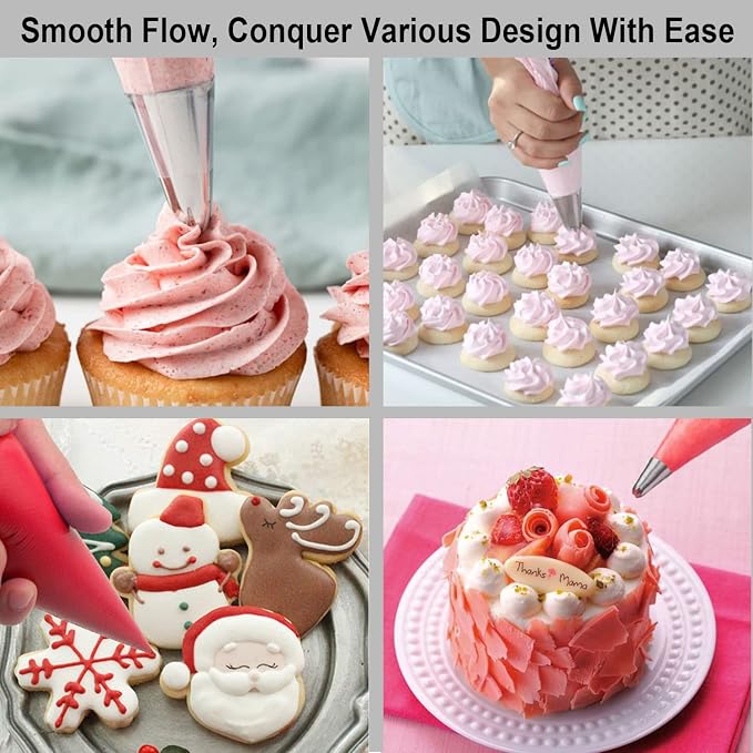 Weetiee Pastry Piping Bags -100 Pack-12-Inch Disposable Cake Decorating Bags Anti-Burst Cupcake Icing Bags for all Size Tips Couplers and Baking Cookies Candy Supplies Kits - Bonus 2 Couplers