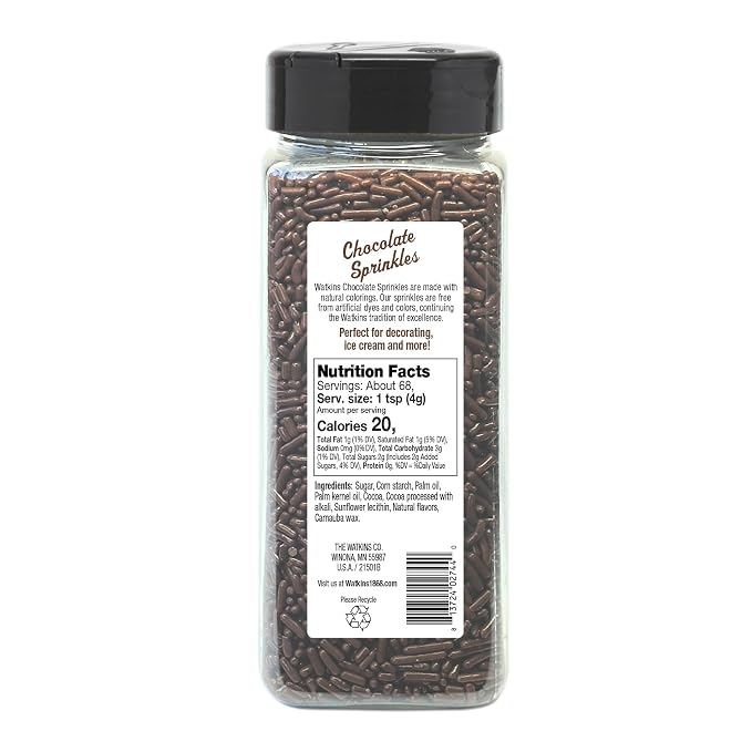 Watkins Chocolate Decorating Sprinkles, 9.5 oz