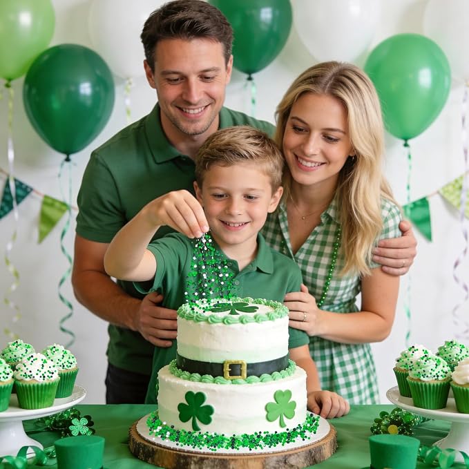 St. Patrick's Day Sprinkles 4.6 Oz /130g Green Sprinkle for Cake Decorating | Edible White Green Mini Pearls Sprinkles Sweet Luck Sprinkles for St. Patrick's Day Christmas Themed Cake Cupcake Toppings