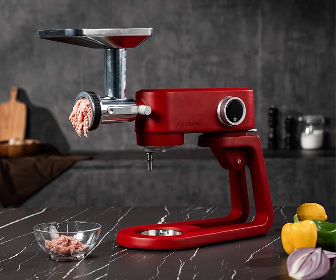 All Metal Stand Mixer DC Motor - Heavy Duty Dough Mixer 5.3 Quart with 4 Stainless Steel Attachments, Quiet Operation with Timer, Verstile Standing Mixer with Power Hub, 8-Speed (Red)