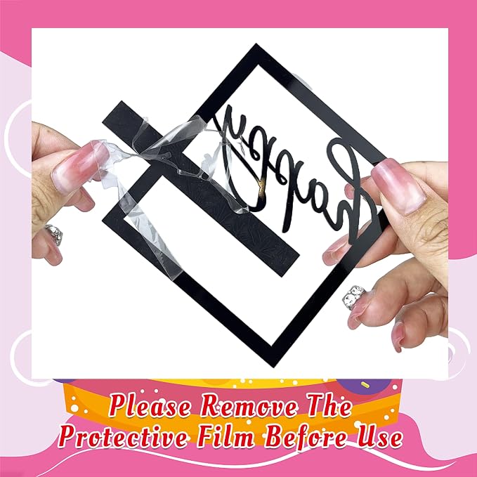 15 PCS Black Happy Birthday Cake Toppers Acrylic Mirror Inserts for Cakes Cupcakes Desserts 15 Styles