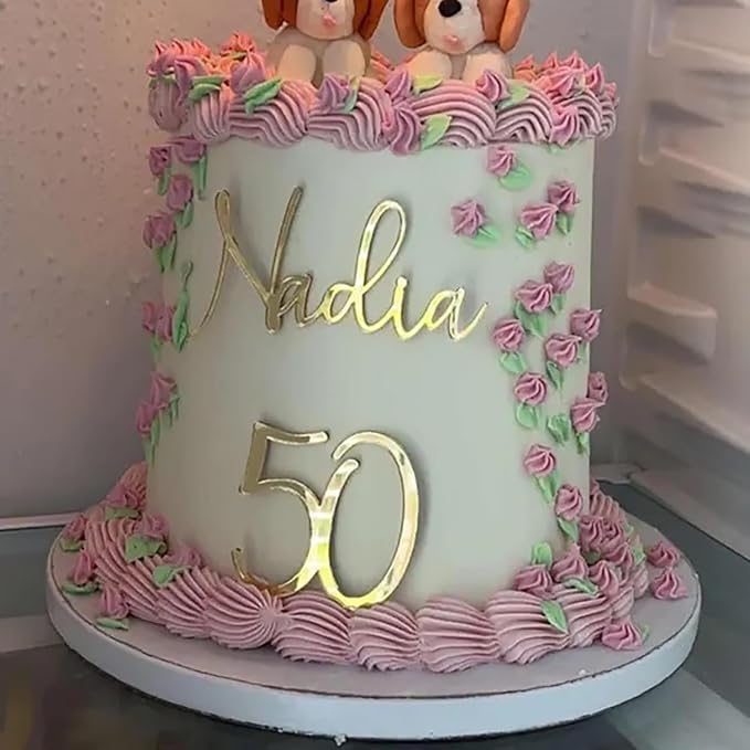 Acrylic Fifty Cake Topper,50th Birthday Cake Toppers,50th Anniversary Party Decorations Supplies,Cheers to 50 Years Birthday Party Decorations