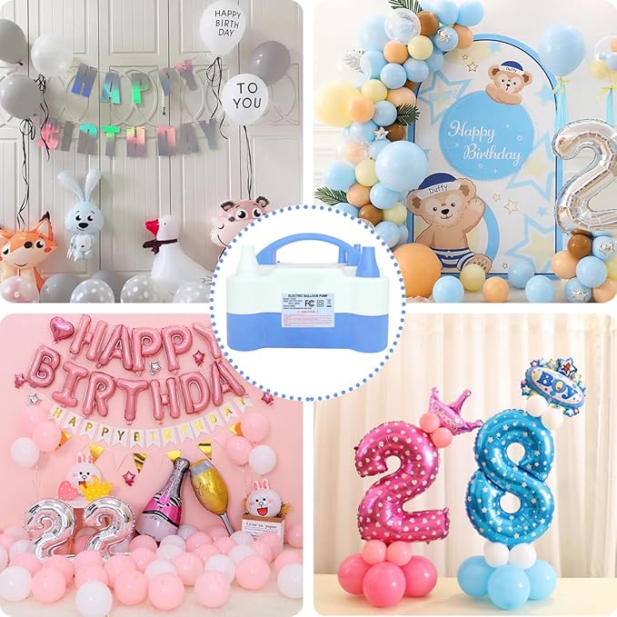 Electric Balloon Pump, Portable 2 Modes Balloon Blower Machine with 14 Balloon Arch Kits, Air Pump for Balloon, Balloon Inflator for Party Decoration