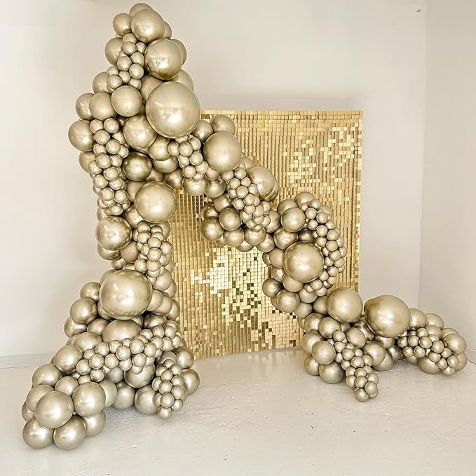 Jobkoo Metallic Gold Balloons, 50Pcs 10Inch Light Gold Chrome Balloons Champagne Gold Party Balloons Golden Helium Latex Balloon for Birthday Valentines Day Anniversary Boho Wedding Party Decorations