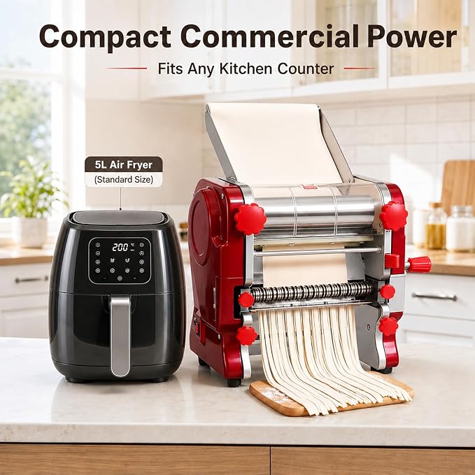 XINGYUEXUAN Electric Pasta Making Machine Commercial Noodle Spaghetti Maker Dough Roller with 2mm/6mm Cutter