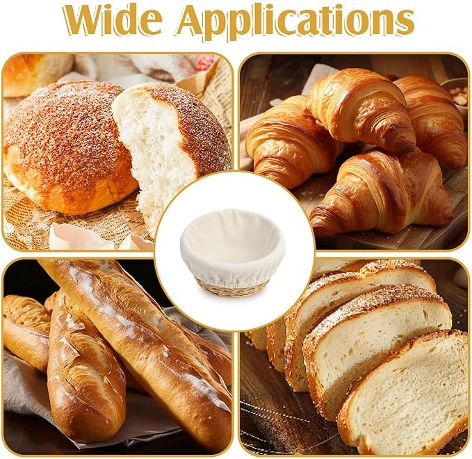 Bread Proofing Basket Cloth Liner 6Pcs 10 Inch Round Banneton Liner Natural Rattan Banneton Bread Proofing Cover Basket Cloth Liner Sourdough Bread Baking Supplies Cloth Bowl Covers for Bread Proofing