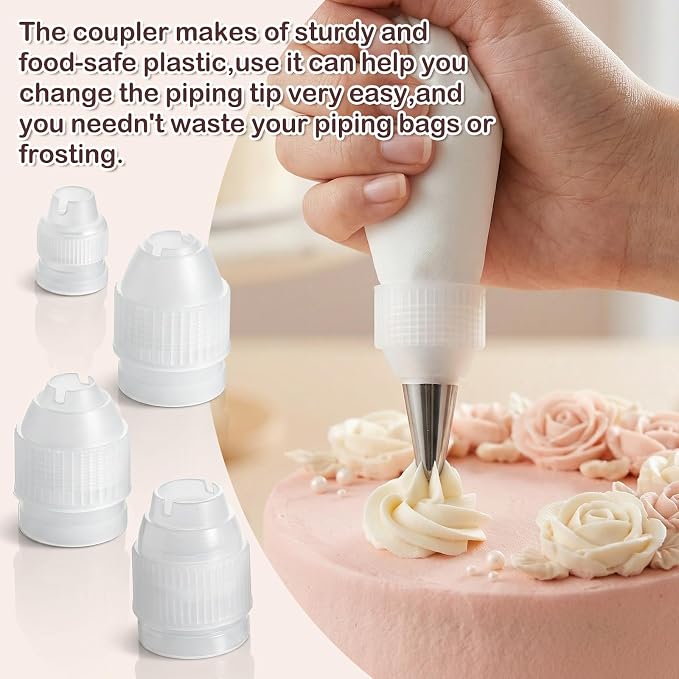 8 Pcs Couplers for Piping Bags, 4 Sizes Piping Bag Couplers for Cake Decorating, Pastry Bag Coupler for Bags, Icing Nozzles