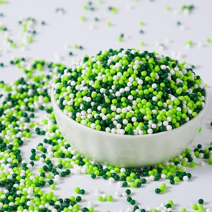 St Patrick's Day Sprinkles 7 oz White and Green Nonpareils Sprinkles Edible Cookie Decorations 2mm Mini Pearls for Decorating Cake, Baking, Cupcake Toppers, Ice Cream, Donuts (Irish Blessing Nonpareils)