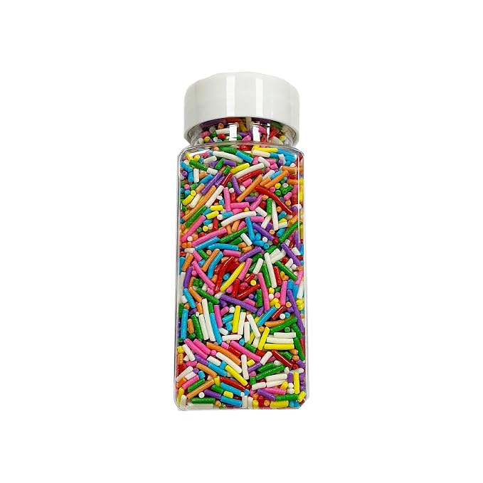 Homipooty Rainbow Jimmies Sprinkles for Cake Decorating 100g/3.5oz Rainbow Sprinkles Mix for Baking, Ice Cream Toppings, Cupcakes, Cookies, Donuts