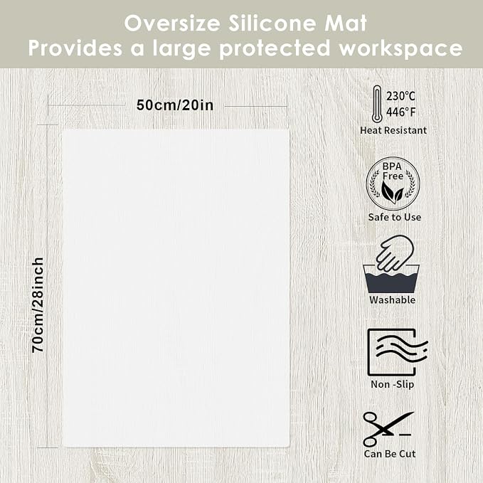 Extra Large silicone Mats, Food-Grade Kids Silicone Placemats Silicone Mats for Kitchen Counter Heat Resistant Mat, Non Stick Silicone Mat for Craft Pastry Baking, 27.6'' x 15.7''translucent white