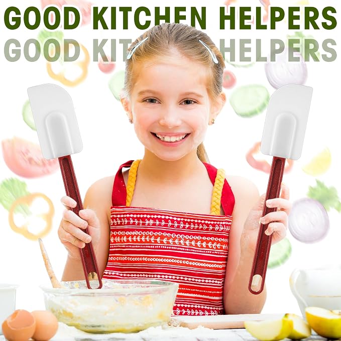 Lounsweer 2 Pcs Heat Resistant Rubber Spatula 14 Inch Commercial Silicone Spatula Scraper Set for Kitchen Use Cooking Silicone Cooking Utensils Sets