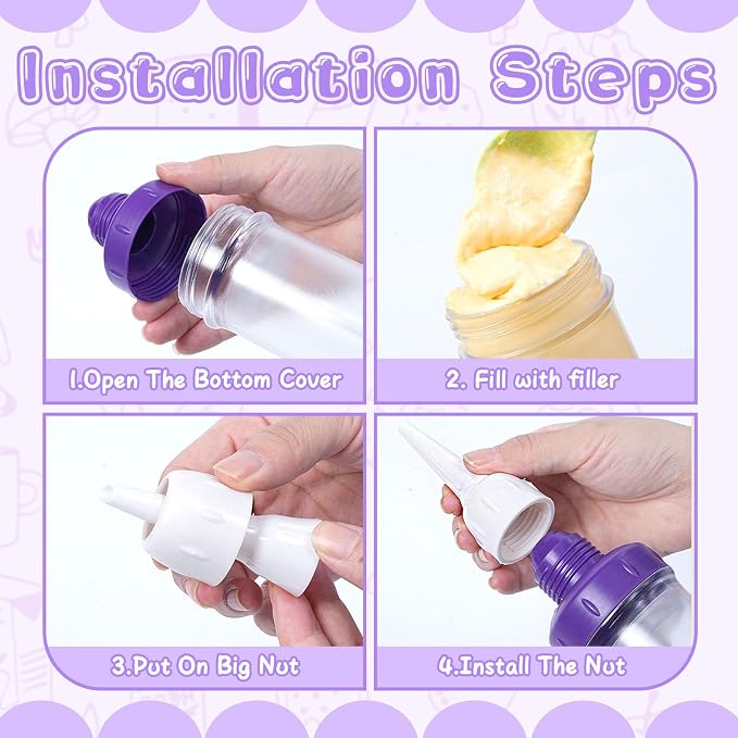 JAYVAR Dessert Decorating Syringe Set, Icing Dispenser Tool, Dessert Decorator Pro with 7 Icing Nozzles for Pushes Icing to Decorate Baked, Cake Decorating Gun for Frosting Cream to Make Cupcakes