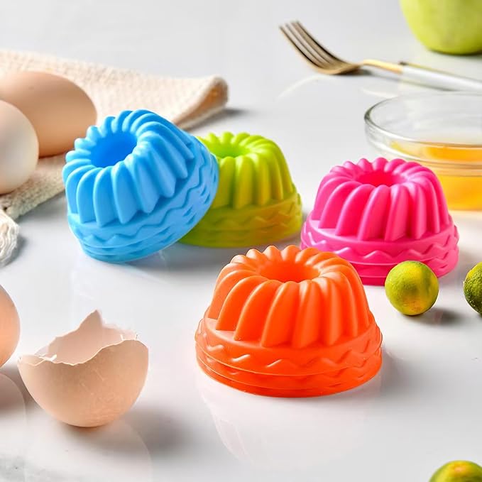 24er Pack Silicone Donut Pans for Baking, Mini b undt Pan Silicone Donut Molds, Nonstick Doughnut Muffin Pumpkin Cup Cupcake Molds Pan, Mini Fluted Tube Silicone Baking Molds