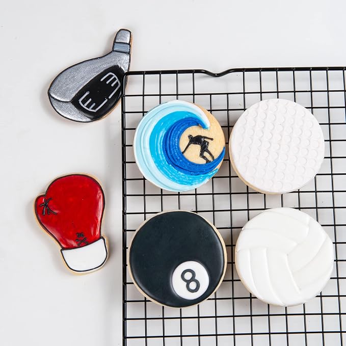 Mostop Custom Sport Cookie Cutter with Stampers, Football, Volleyball, Golf, Boxing, Tennis and more Cake Decoration Tools Party Supplies Favors