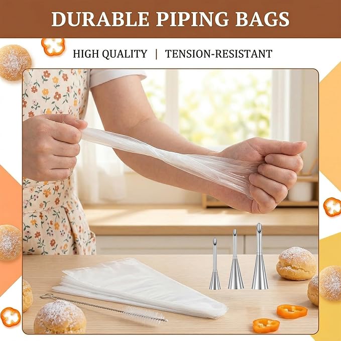 3Pcs Donut Filler Injector, Cream Filling Piping Tip, Cupcake Filler Tool Couplers For Piping Bags, Disposable Pastry Bags for Small Pastries Puffs Cupcakes Filling Donuts