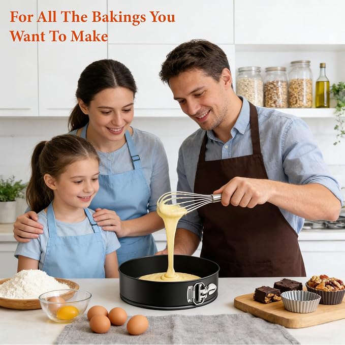 COOLMI 9 Inch Springform Pan for Cheesecake, Nonstick Cheesecake Pan with Removable Bottom, Leak-Resistant Carbon Steel Round Cake Pan, Easy Release Bakeware, Oven Safe to 450°F