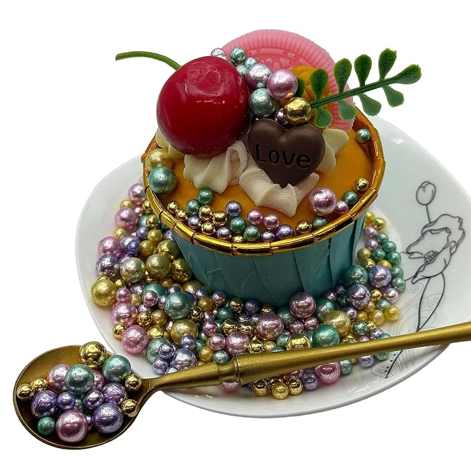 CandiJumpin Edible Pearls for Cake Decorating, Rainbow Pearl Sprinkles Colorful Silver Sugar Pearls Edible Cake Decorations Rainbow Pearl Sugar Sprinkles Silver Cupcake Toppers Baby Shower Party Birthday Wedding Christmas Supplies 3 OZ