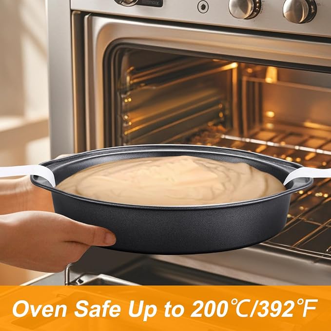 8 Inch Cake Pan - 3PCS Carbon Steel Round Cake Pans with 100 Pieces Parchment Paper, Non-stick & Easy Demolding, Non-toxic & Healthy