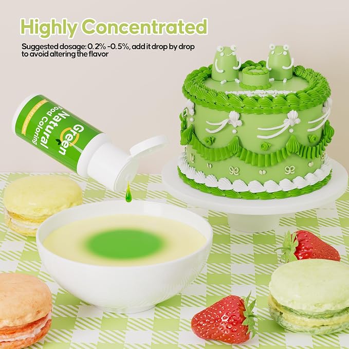 Natural Food Coloring- 20 Milliliters Dye Free Natural Food Coloring, FD&C & Artificial Dye Free Formula for Baking, Icing and Cooking, Cakes, Cupcakes, Frosting,Easter Eggs & Holiday Treats (GREEN)
