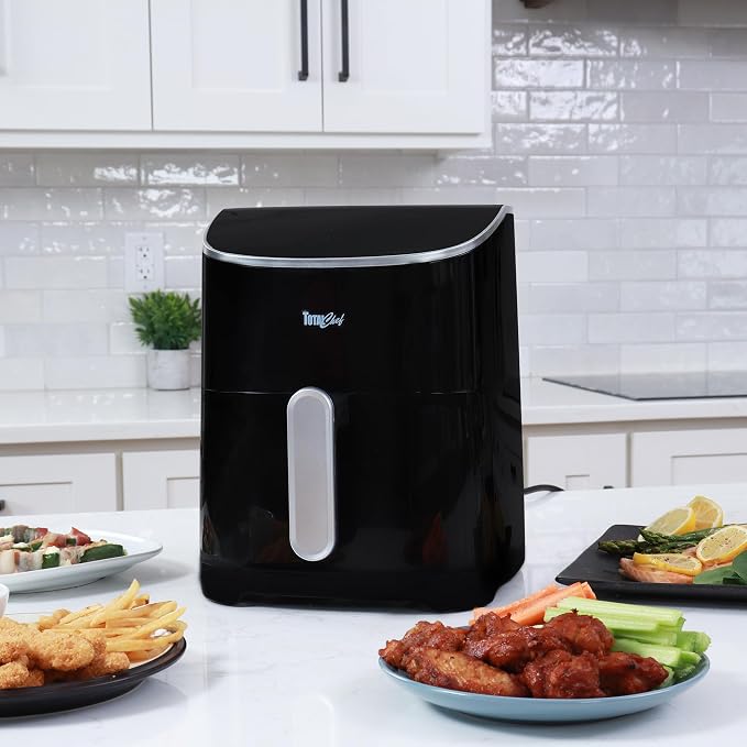 Total Chef Electric Air Fryer Oven 5 Qt/4.8L, Digital Touchscreen Controls, 8 Smart Cooking Presets, Adjustable Temperature, Programmable Timer, Non-Stick Basket, Quick Easy Meals, Black