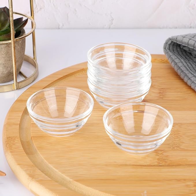 Small Prep Mixing Bowls: 2.3x1.1Inch Mini Prep Bowls Stackable Glass Serving Bowls for Kitchen Prep - Dessert - Dips - Salad - Candy Dishes