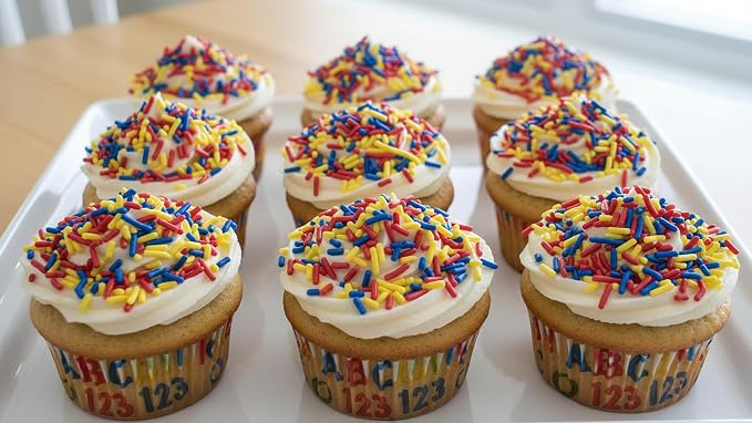 NCS Red, Yellow & Dark Blue Jimmies Edible Sprinkles – Cupcake, Cake & Cookie Decorations, 7 oz