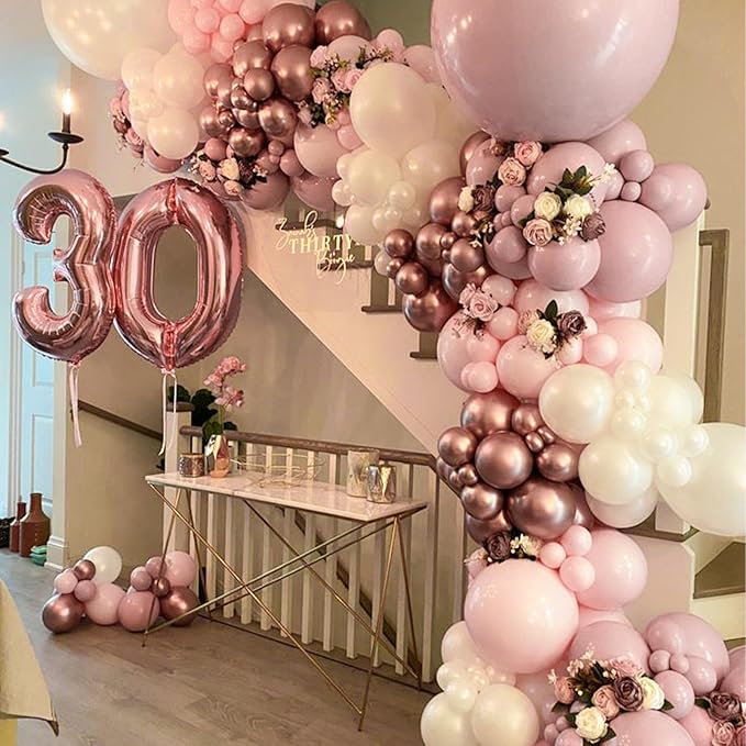 PartyWoo Dusty Pink Balloons 100pcs 12 Inch Boho Blush Lilac Pink Latex Helium Balloons for Princess Birthday Baby Shower Graduation Gender Reveal Anniversary Bachelorette Party Decorations Pink-F54