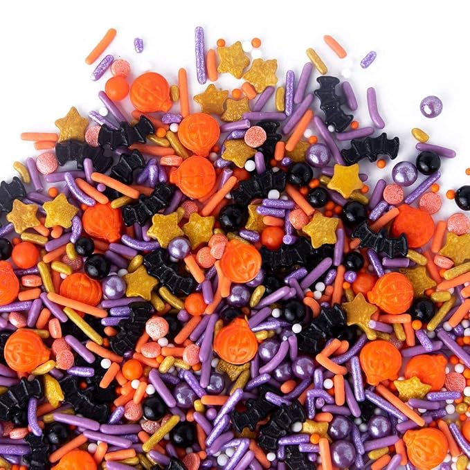 Sweets Indeed Toil & Trouble Halloween Sprinklefetti Mix – 4 oz Jar | Sprinkles with Pumpkins, Bats, Jimmies, Nonpareils, Sugar Pearls & Quins | Spooky Cookie & Cupcake Decorations