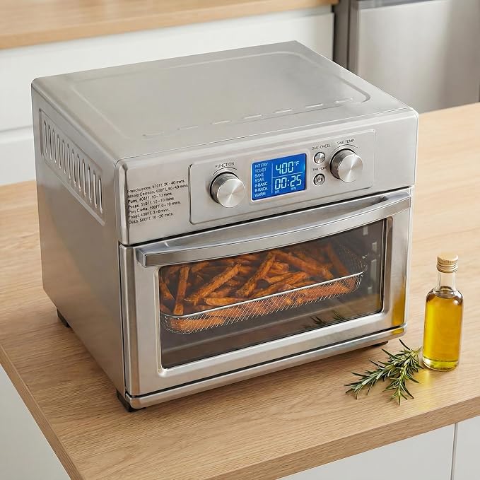 NEWBULIG 23QT Smart Touch Air Fryer Toaster Oven, Multi-Function Electrical Air Fryer Oven Combo, 7-in-1 Steel Countertop Ovens, 1800W Power, 120-Minute Timer, Convection, LCD Display