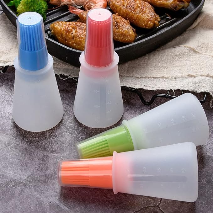 Silicone Oil bottle brush,BBQ/Pastry Basting Brushes,Silicone Cooking Grill Barbecue Baking Pastry Oil/Honey/Sauce Bottle Brush (4 PCS,Multicolor)