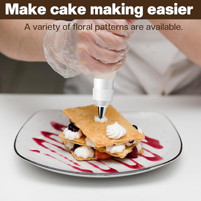 JJUNW 9cs Reusable Piping Bags and Tips Set, Pastry Bags for Cake Decorating, Frosting Icing Tips Drop Flower Piping Tip for Cake Decorating, Baking Supplies