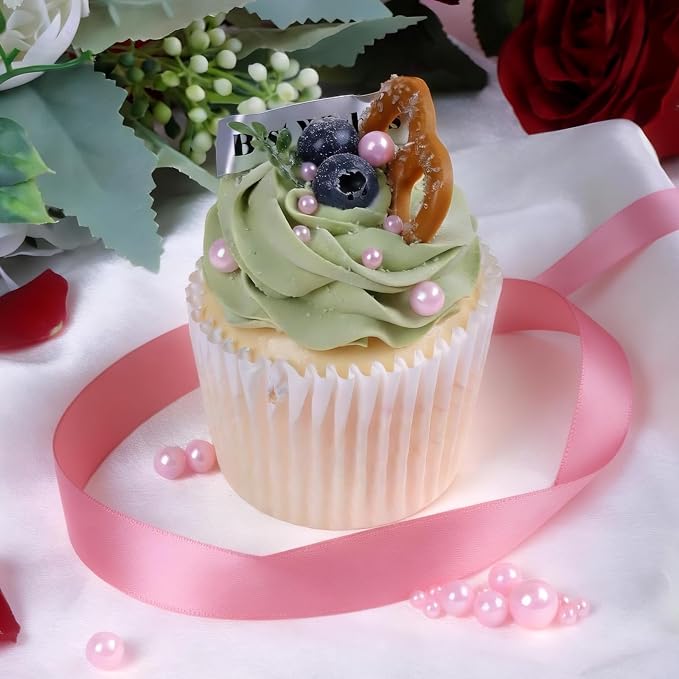 Pink and Red Pearl Sprinkles for Cake Decorating Edible, Valentines Sprinkles with 4 Sizes Sugar 130g/4.6oz, Cupcake, Ice Cream, Donuts, Macaron Toppings Supplies (2mm, 4mm, 7mm, 1cm)