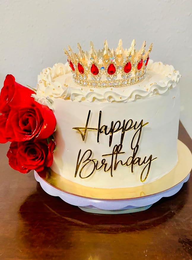 1PCS Happy Birthday Cake Topper,Gold Mirror Acrylic Boy or Girl Cake Sign Decorations,Birthday Cake Charm Supplies for Birthday Party Cake Dessert