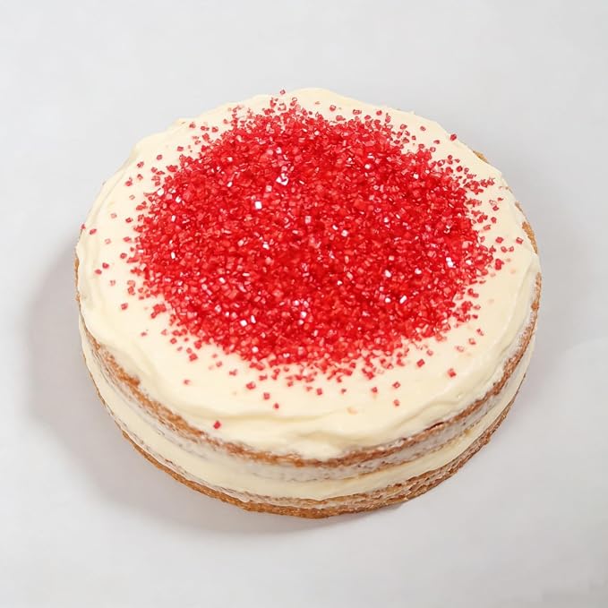 HeDeon&Rles Edible Red Sanding Sugar Crystals for Baking 120g/4.23oz Sparkling Sugar Crystals Cake Cupcake Pancake Ice Cream Top Birthday Wedding Easter Valentines Halloween ChristmasCake Decoration