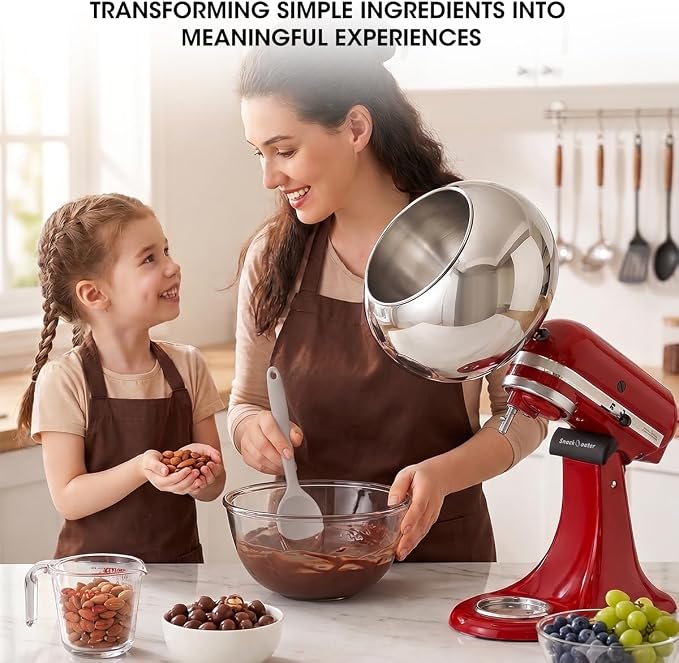 Aieve Snack Coater Compatible with KitchenAid Tilt-Head Stand Mixer, Chocolate Coating Attachment for Freeze-Dried Strawberries,Almonds,Pistachios & Nuts, Home & Commercial Use