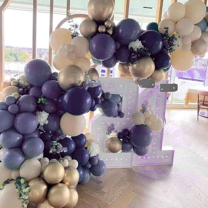 PartyWoo Dusty Blue Balloons 140pcs Different Sizes Pack of 18 12 10 5 Inch Navy Slate Blue Boho Neutral Balloon Arch Kit for Baby Shower Anniversary Graduation Birthday Party Decorations Blue-F15