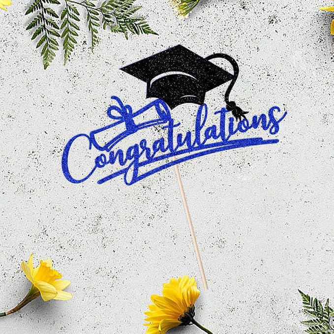 Congratulations 2026 Graduation Cake Topper,Congrats Grad Cake Decor - 2026 High School/College/Senior Graduation Party Decorations Supplies (Navy blue and black)