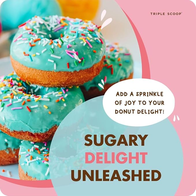 Rainbow Sprinkles - Perfect Toppings for Ice Cream, Cupcakes, Cakes, and Cookies - Colorful Jimmies Sprinkles - 3.2 Ounces - Ice cream toppings - Perfect for Cake Decorating and More.