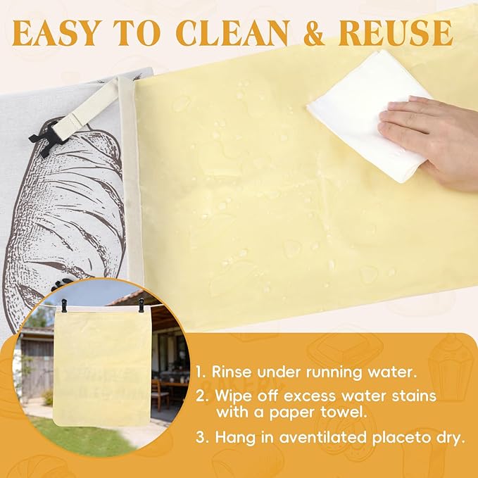 Natural Beeswax Bread Bags for Sourdough and Homemade Bread, Reusable Bread Storage Bags, XL Large Capacity, Freshness Keeping and Freezer Safe, 2 Pack | All Natural Beeswax
