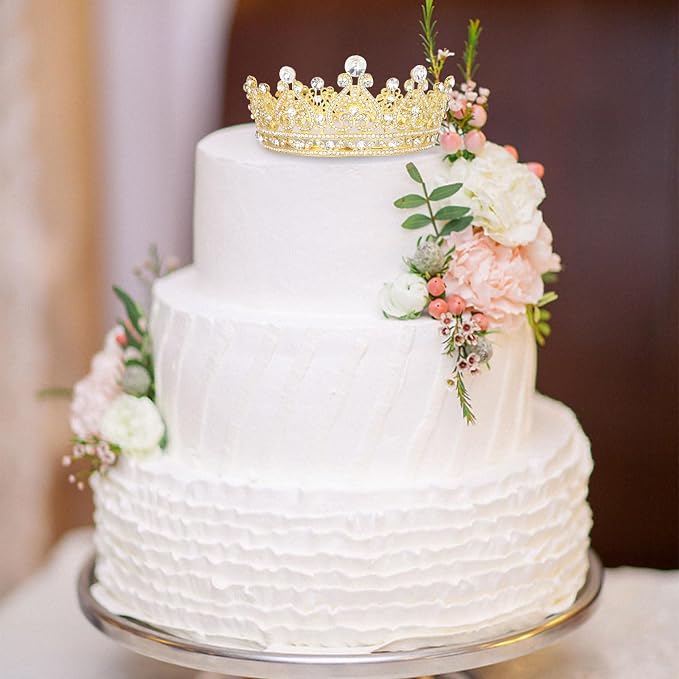 Gold Crown Cake Topper for Wedding Birthday Baby Shower Party Favors