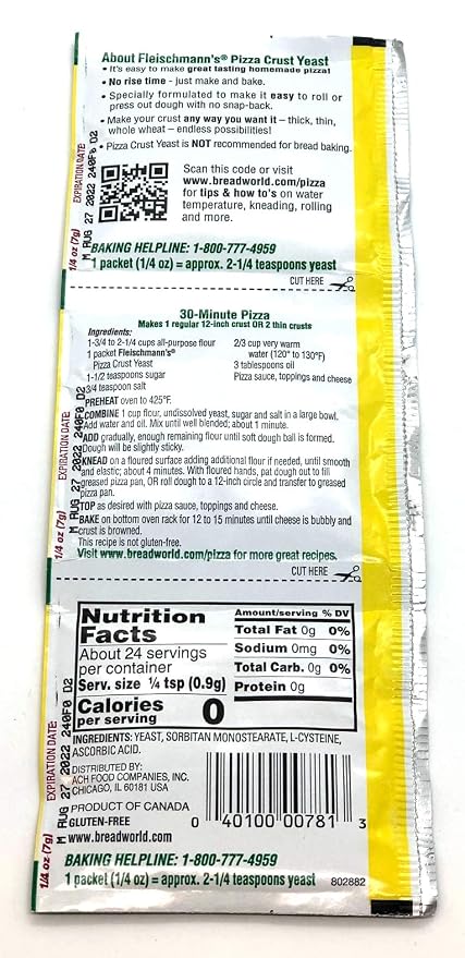 Fleischmann's Yeast Pizza, 0.25-Ounce Pouches 3 Count(Pack of 5)