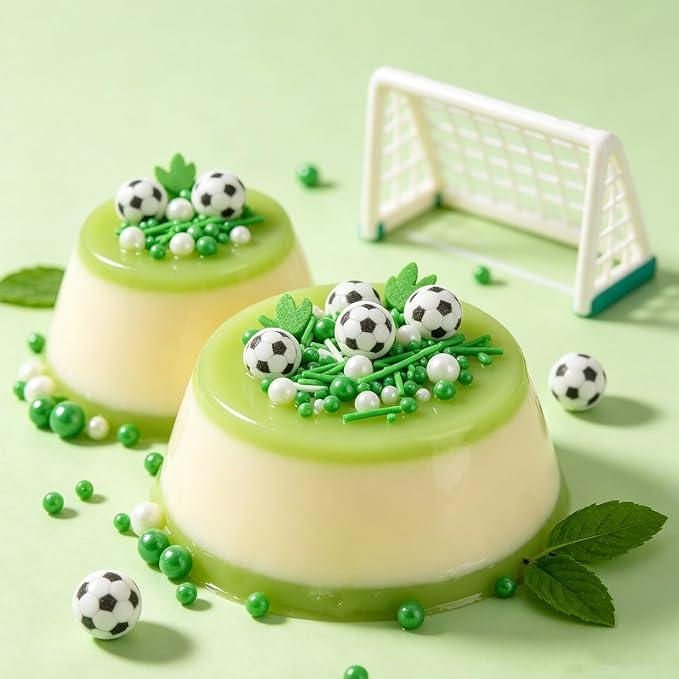Twisweet Soccer Ball Sprinkles for Cake Decorating, Edible Sugar Pearls & Football Wafer Paper Confetti, Baking Sprinkles for Cupcake Cookie Ice Cream Cake Toppers, Match Viewing Events Celebration Birthday Party Decorations (130g/4.58oz)